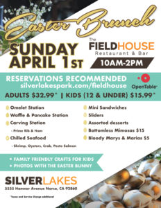 Silverlakes Sports Park FieldHouse Restaurant hosts Easter Brunch