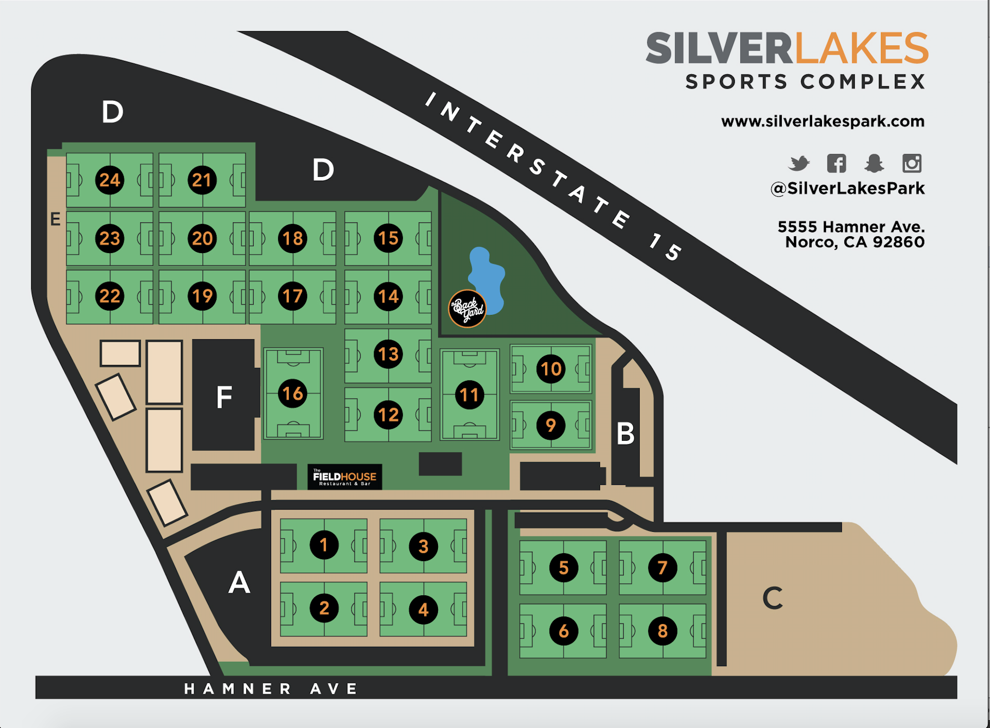 Silverlakes Sports Complex Map in Norco CA